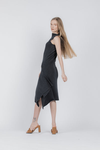 Strickkleid aus recyceltem Denim | Schwarz