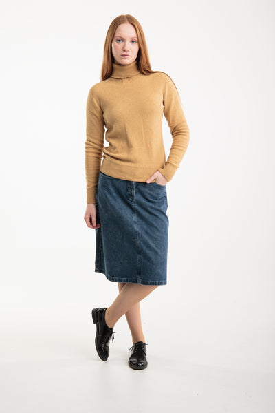 Nahtlose Rollkragenpullover für Damen | Gelb