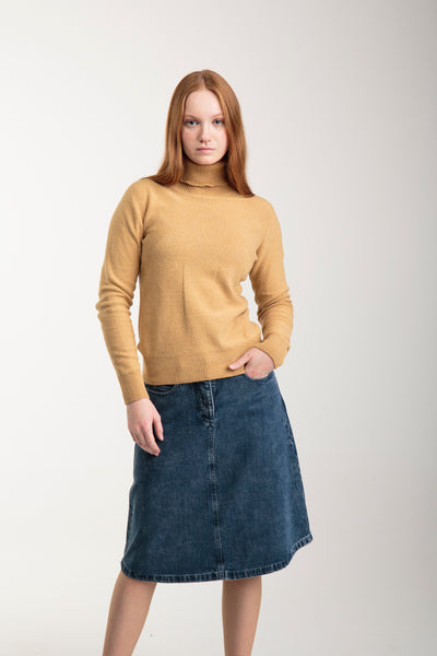 Nahtlose Rollkragenpullover für Damen | Gelb