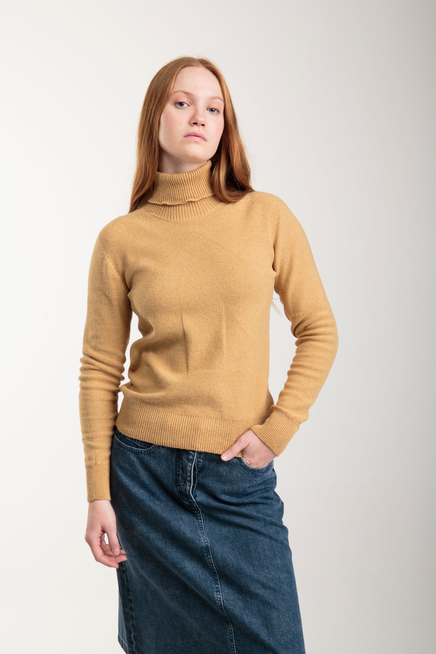 Nahtlose Rollkragenpullover für Damen | Gelb