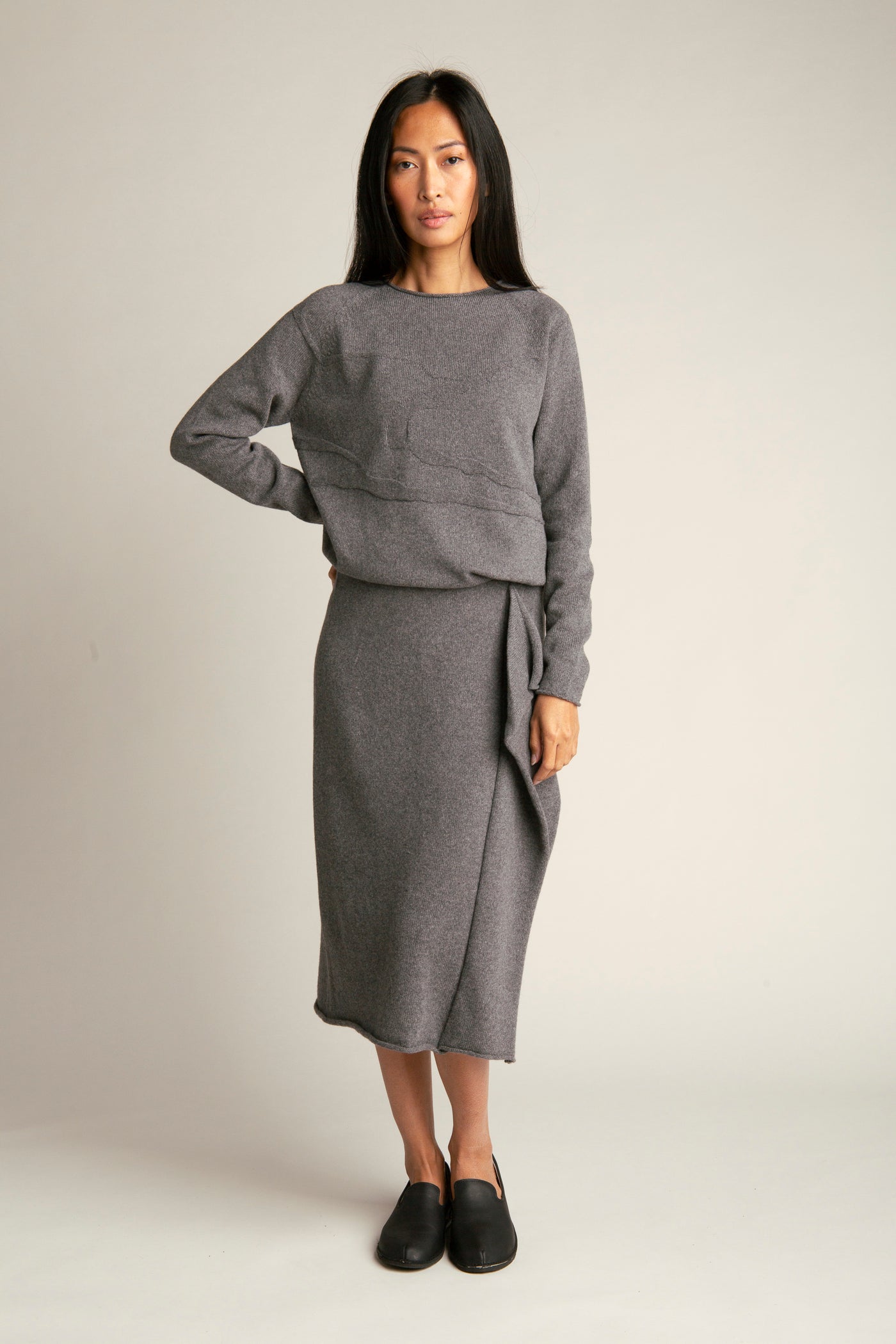 Seamless skirt from recycled wool | Grey