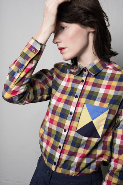 Aus/Sangar shirt for women | Checkered, yellow - Reet Aus