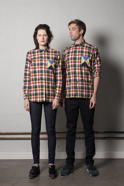 Aus/Sangar shirt for women | Checkered, yellow - Reet Aus