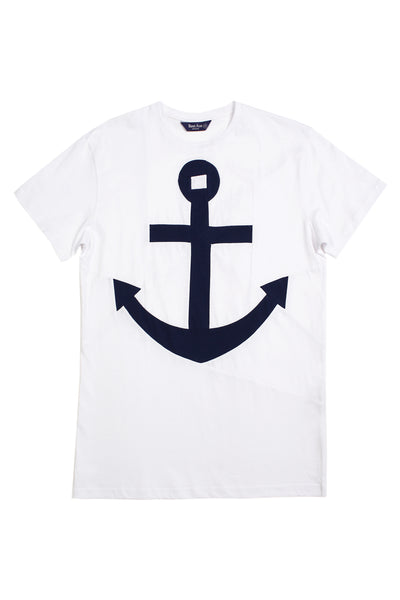 Up-shirt for women, anchor motif | White, dark blue - Reet Aus