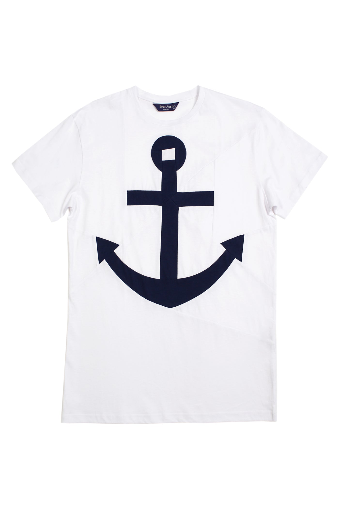 Up-shirt for men, anchor motif | White, dark blue - Reet Aus