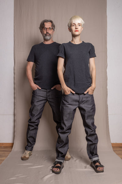 Raw denim unisex non-stretch jeans | Grey - Reet Aus