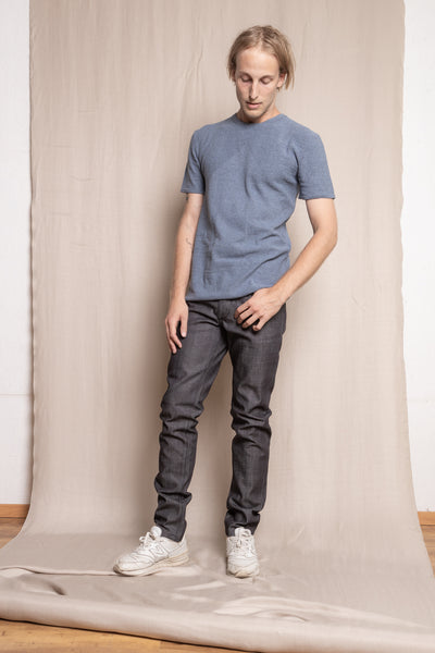 Knitted t-shirt from recycled denim | Blue - Reet Aus