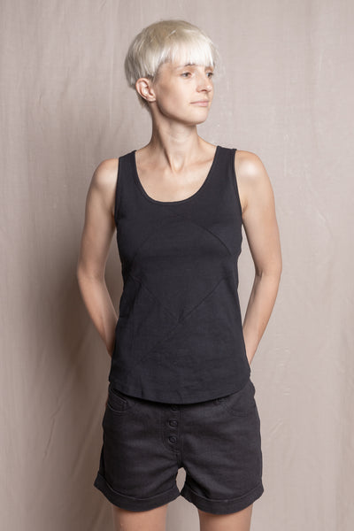 Up-shirt for women, tank top, diamond motif  | Black - Reet Aus