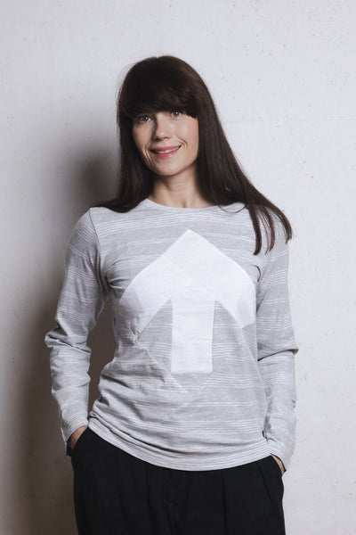 Up-shirt for women, long sleeves | Light grey, white - Reet Aus
