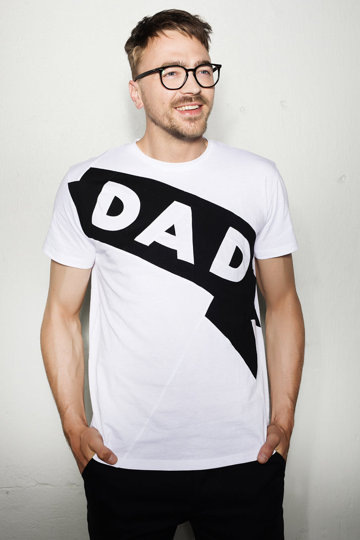 Up-shirt for men, DAD motif | White, black - Reet Aus