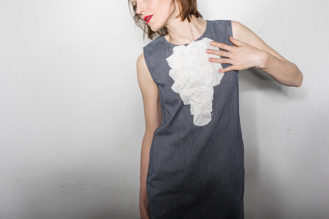 Sleeveless I-line dress | Blue - Reet Aus