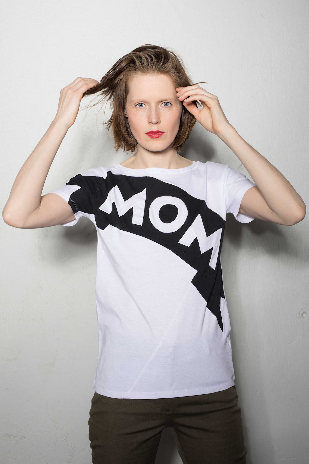 Up-shirt for women, MOM motif | White, black - Reet Aus