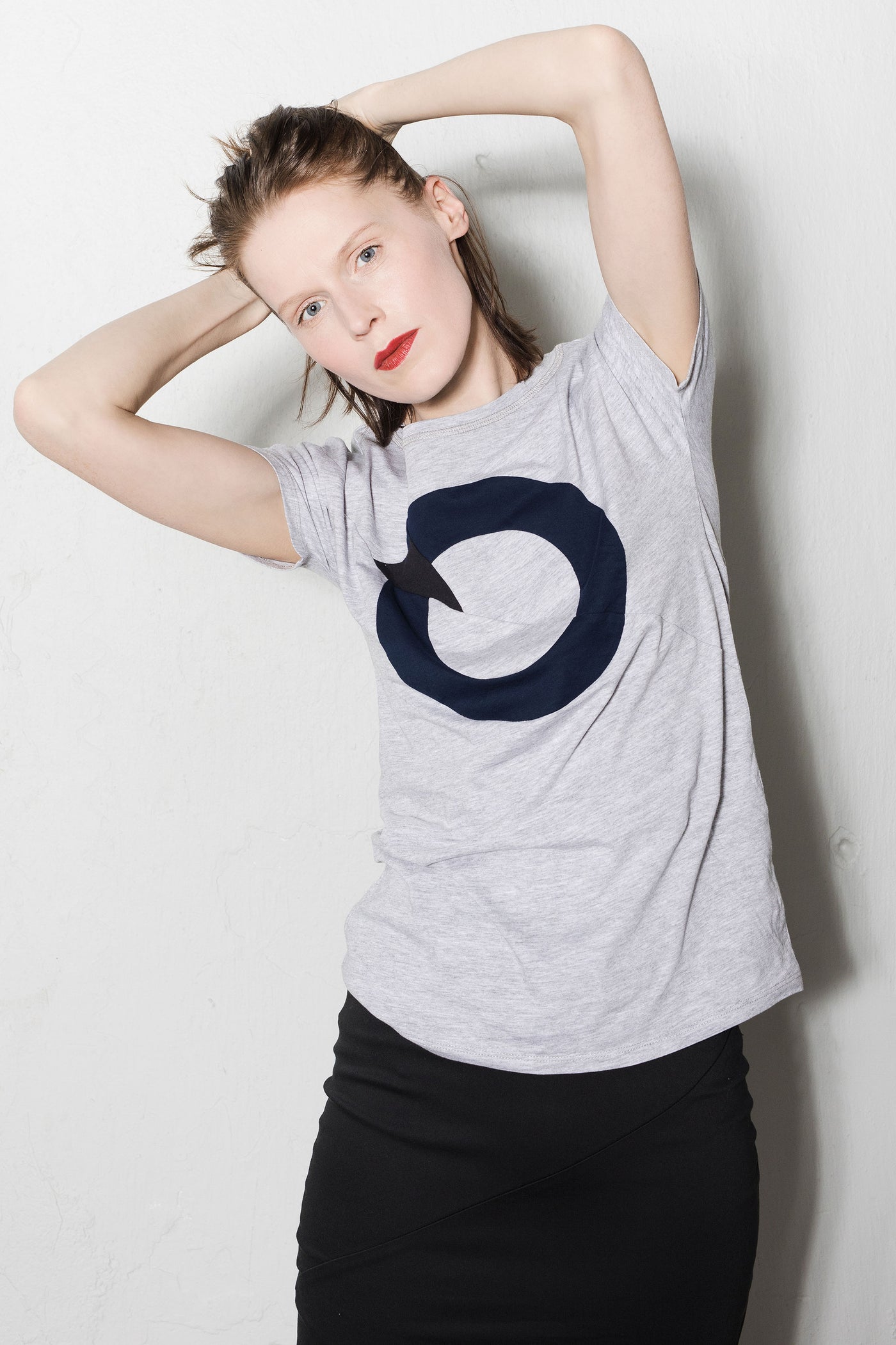 Up-shirt for women, circle motif | Light grey, black - Reet Aus
