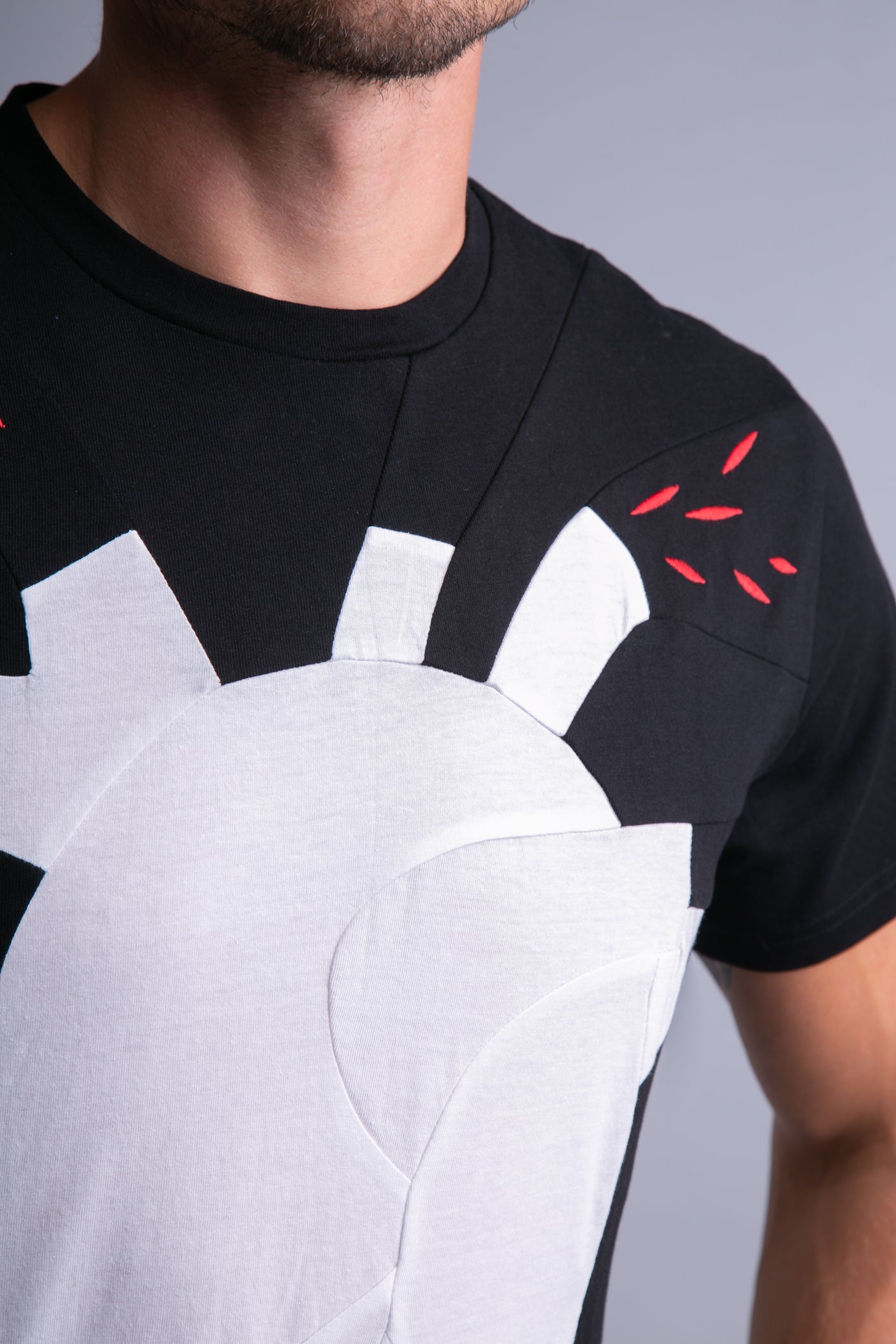 Up-shirt for men, heart motif | Black, white - Reet Aus