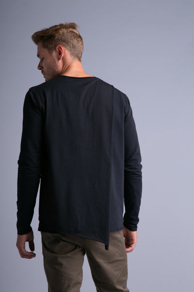 Layered shirt for men, long sleeves | Black