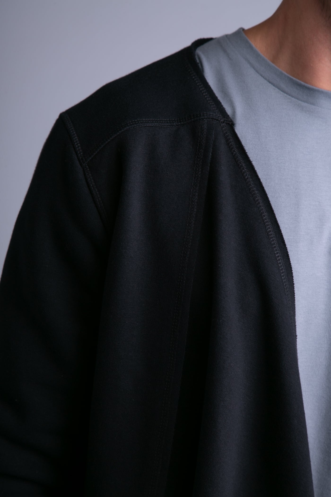 Layered cardigan for men, long sleeves | Black