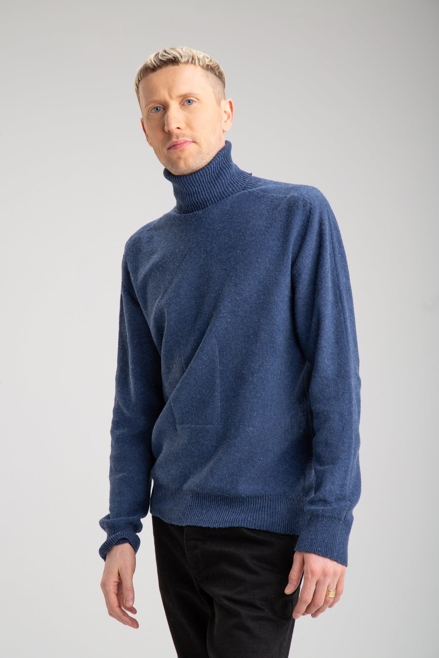 Nahtlose Rollkragenpullover für Herren | Dunkelblau