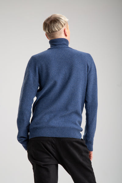 Men's seamless turtleneck sweater | Dark blue