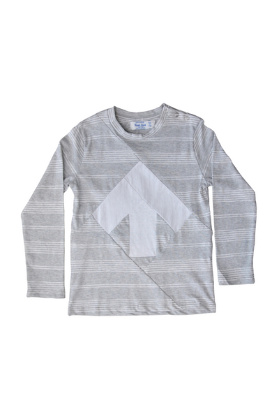 Up-shirt for kids, long sleeves | Light grey, white - Reet Aus