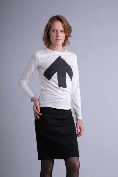 Up-shirt for women, long sleeves | White, dark grey