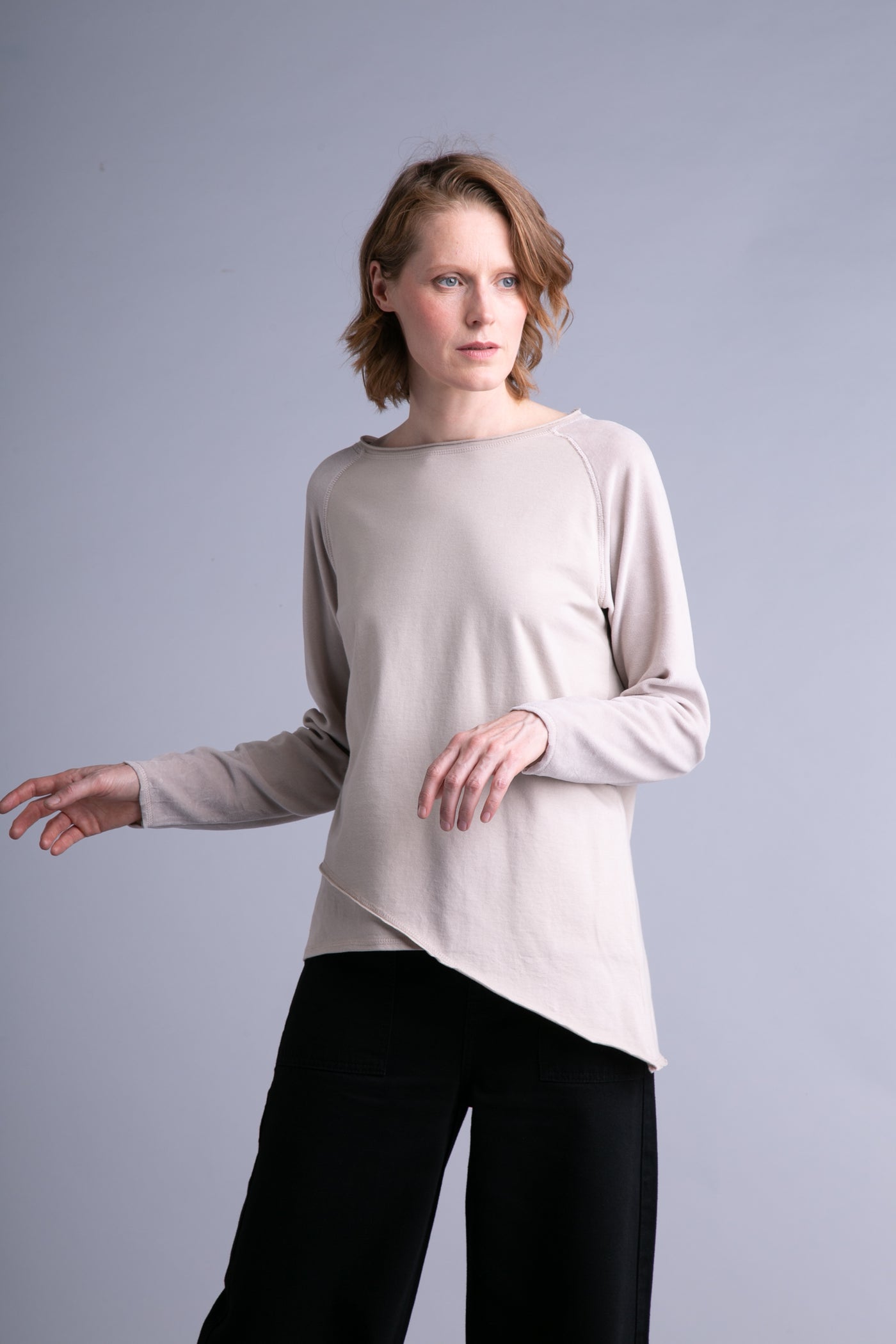 Mehrschichtige Bluse für Damen, lange Ärmel | Beige