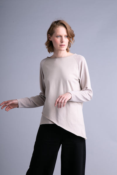 Mehrschichtige Bluse für Damen, lange Ärmel | Beige