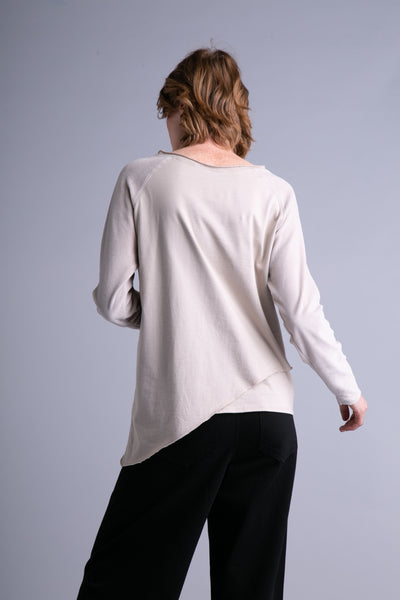 Mehrschichtige Bluse für Damen, lange Ärmel | Beige