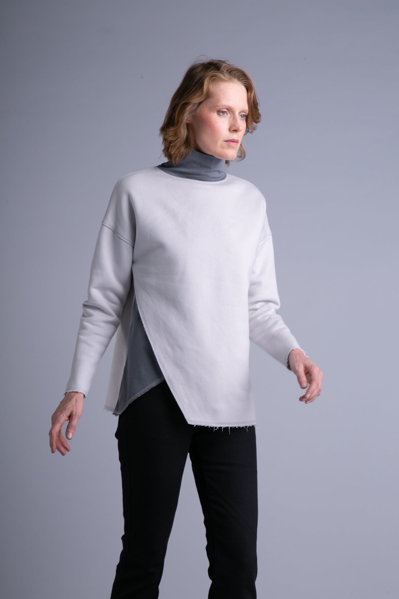 Layered sweatshirt for women | Light grey, dark grey