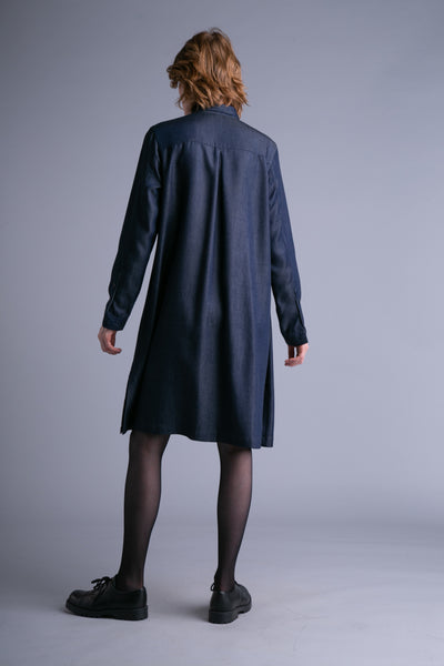 A-line lyocell dress | Blue