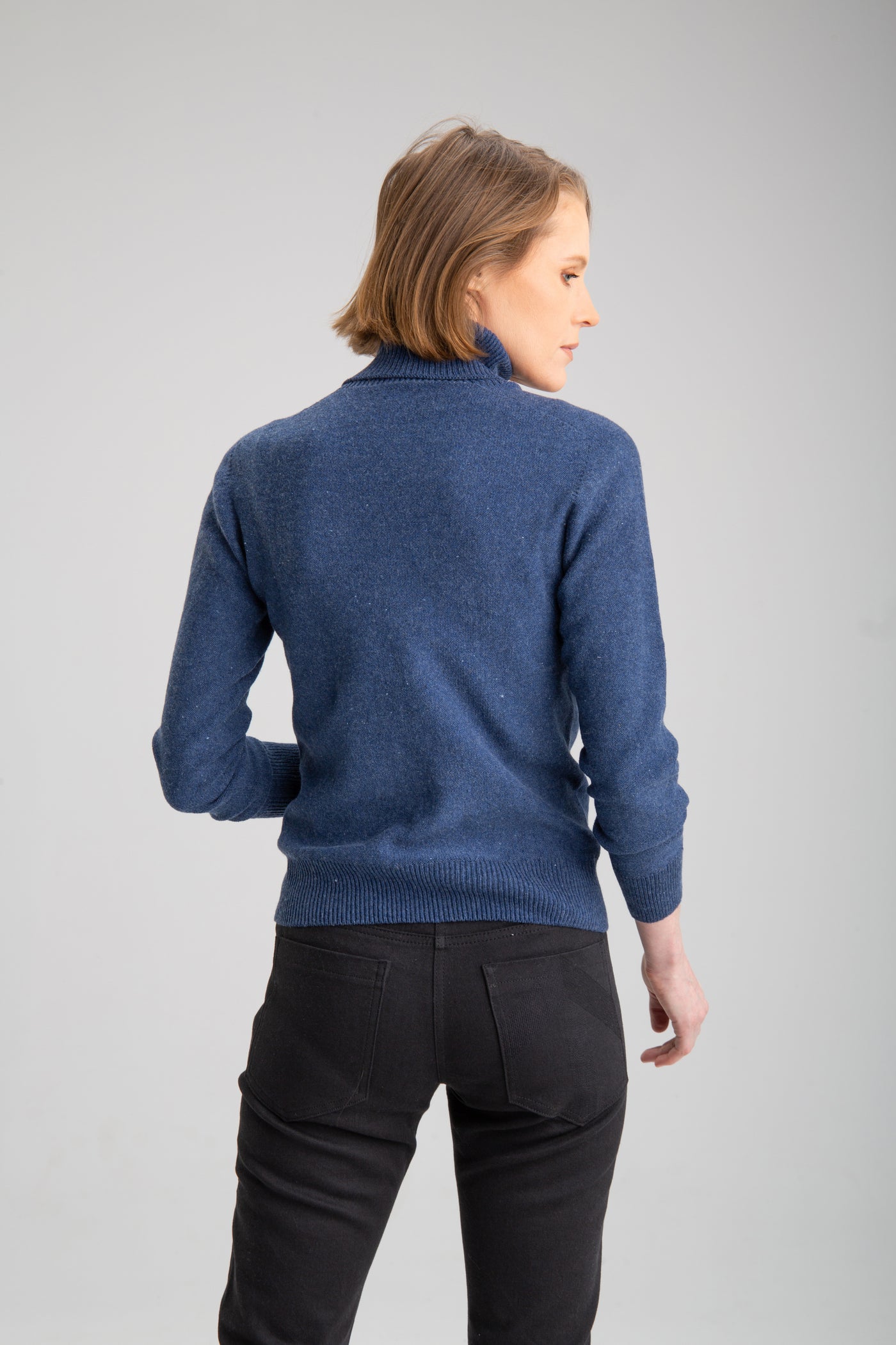 Women's seamless turtleneck sweater | Dark blue