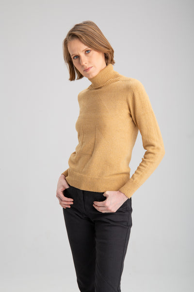 Women's seamless turtleneck sweater | Yellow