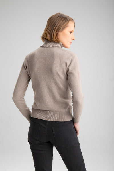 Naiste õmblusteta kõrge kaelusega sviiter | Beež